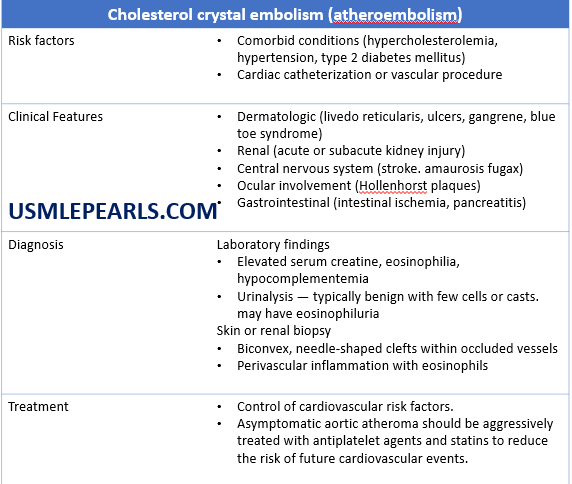 Cholesterol Embolization Syndrome Facts For Usmle